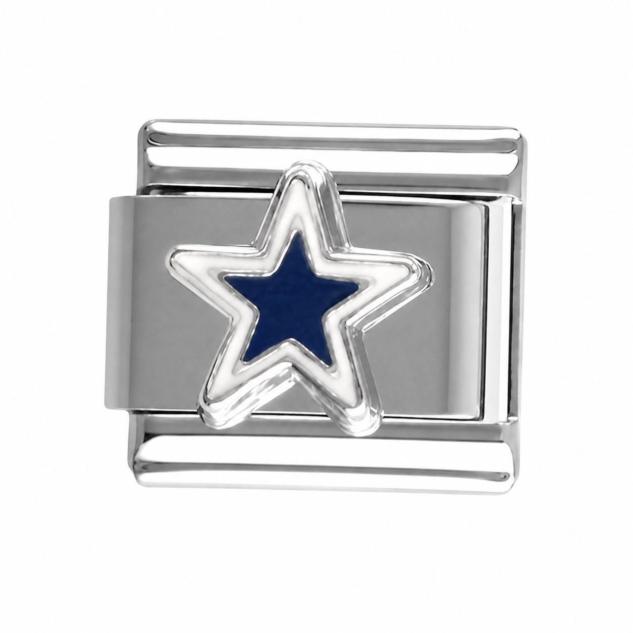 Blue Star Silver Italian Charm