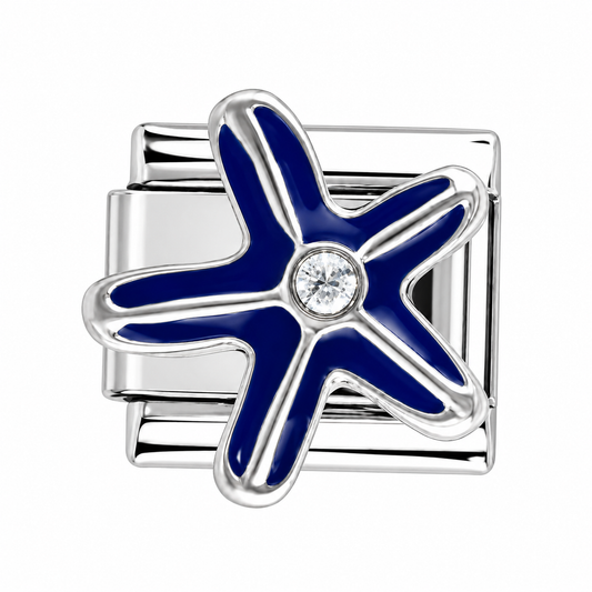 Blue Starfish Silver Italian Charm