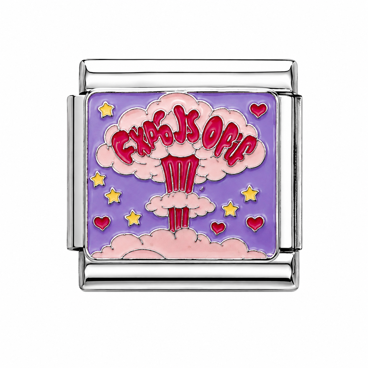 Bold Explosion Purple Silver Italian Charm
