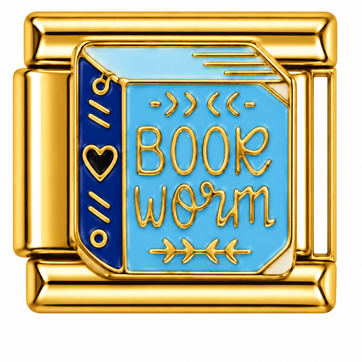 Bookworm Gold Italian Charm