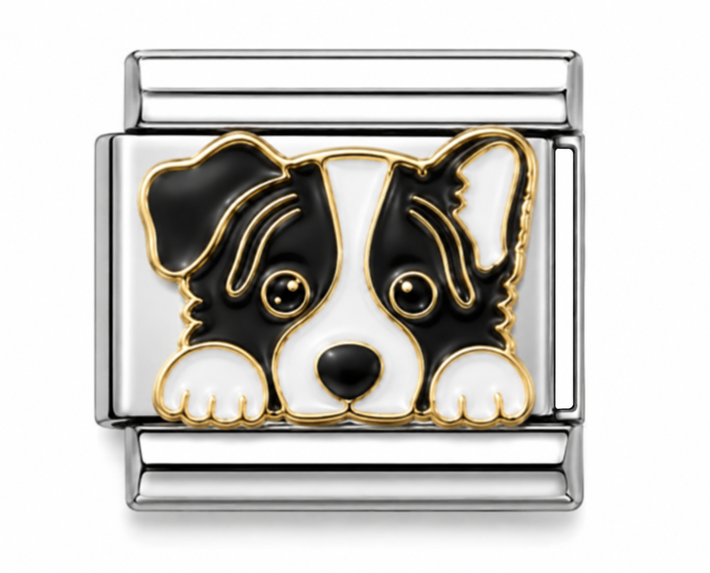 Border Collie Two-Tone Silver Italian Charm