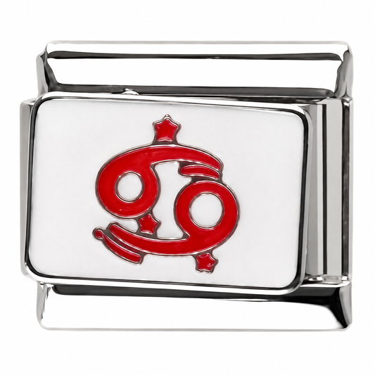 Cancer Red Silver Italian Charm