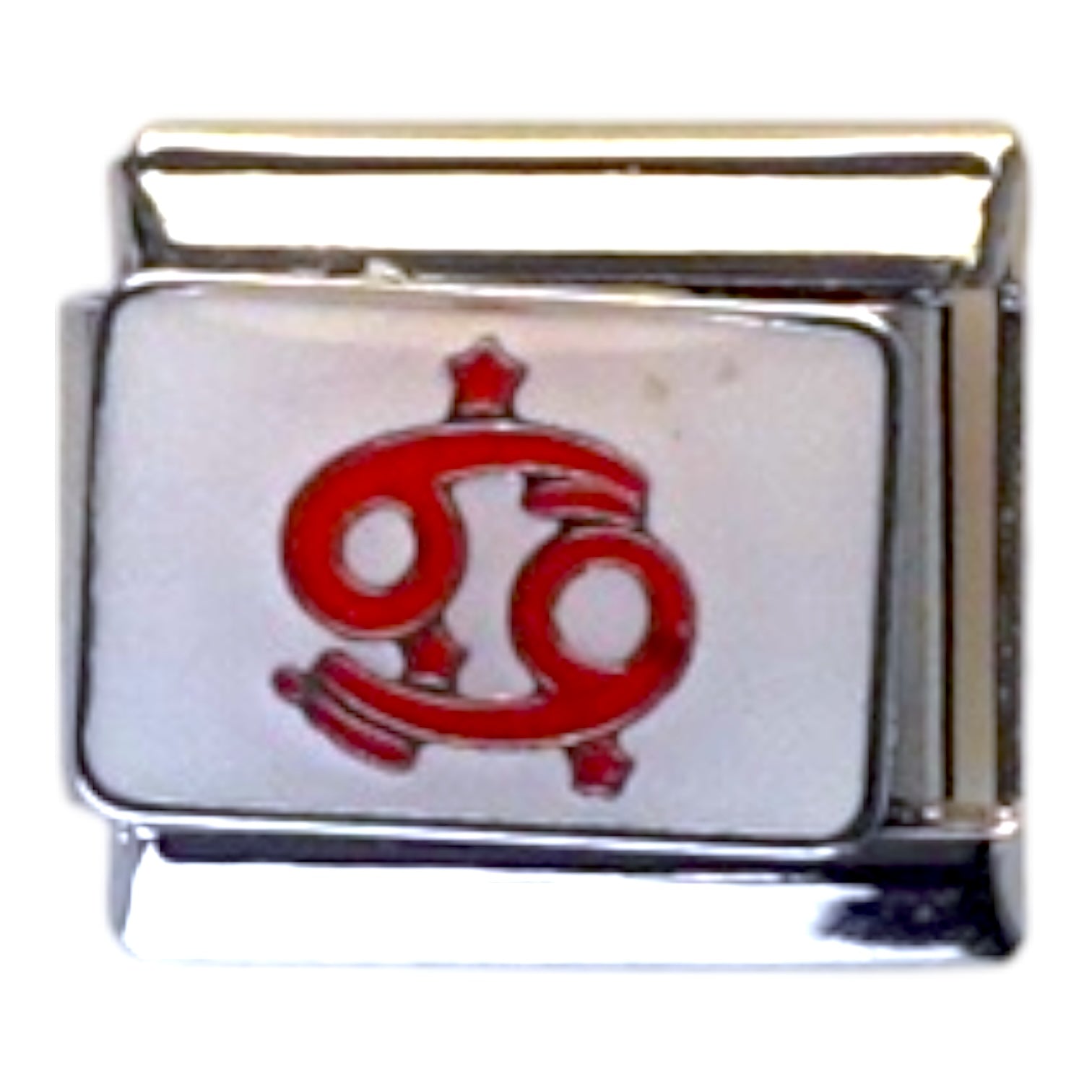 Cancer Red Silver Italian Charm