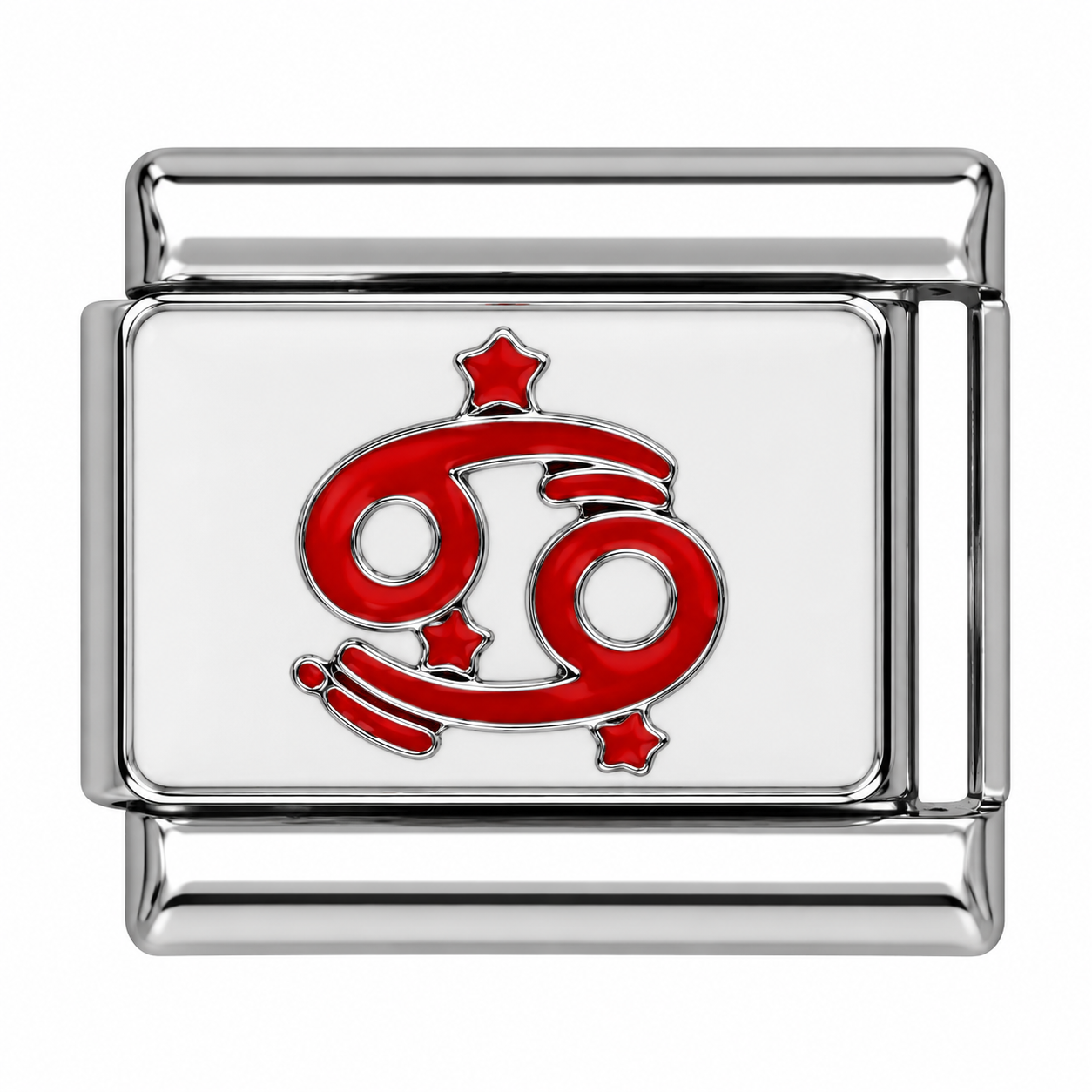Cancer Red Silver Italian Charm