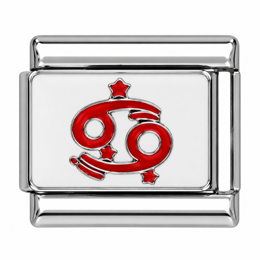 Cancer Red Silver Italian Charm