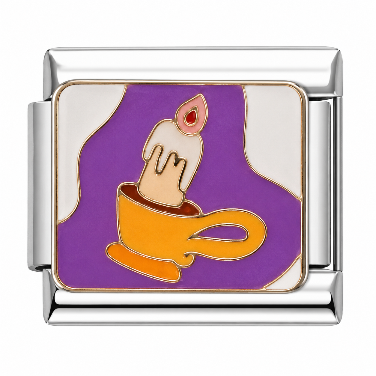 Candle in Cup Silver Italian Charm