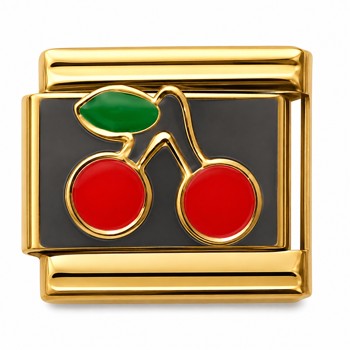 Red Cherry Gold Italian Charm
