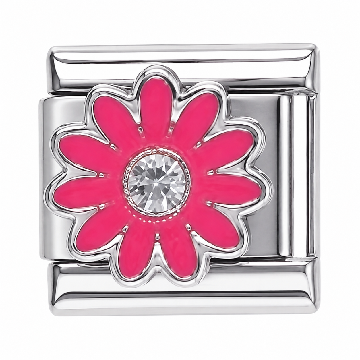 Red Daisy Silver Italian Charm