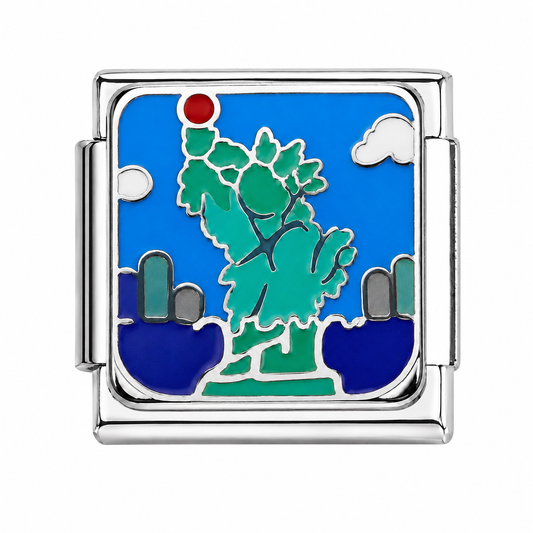 Statue of Liberty Skyline Silver Italian Charm