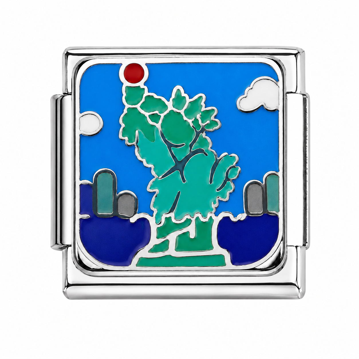 Statue of Liberty Skyline Silver Italian Charm