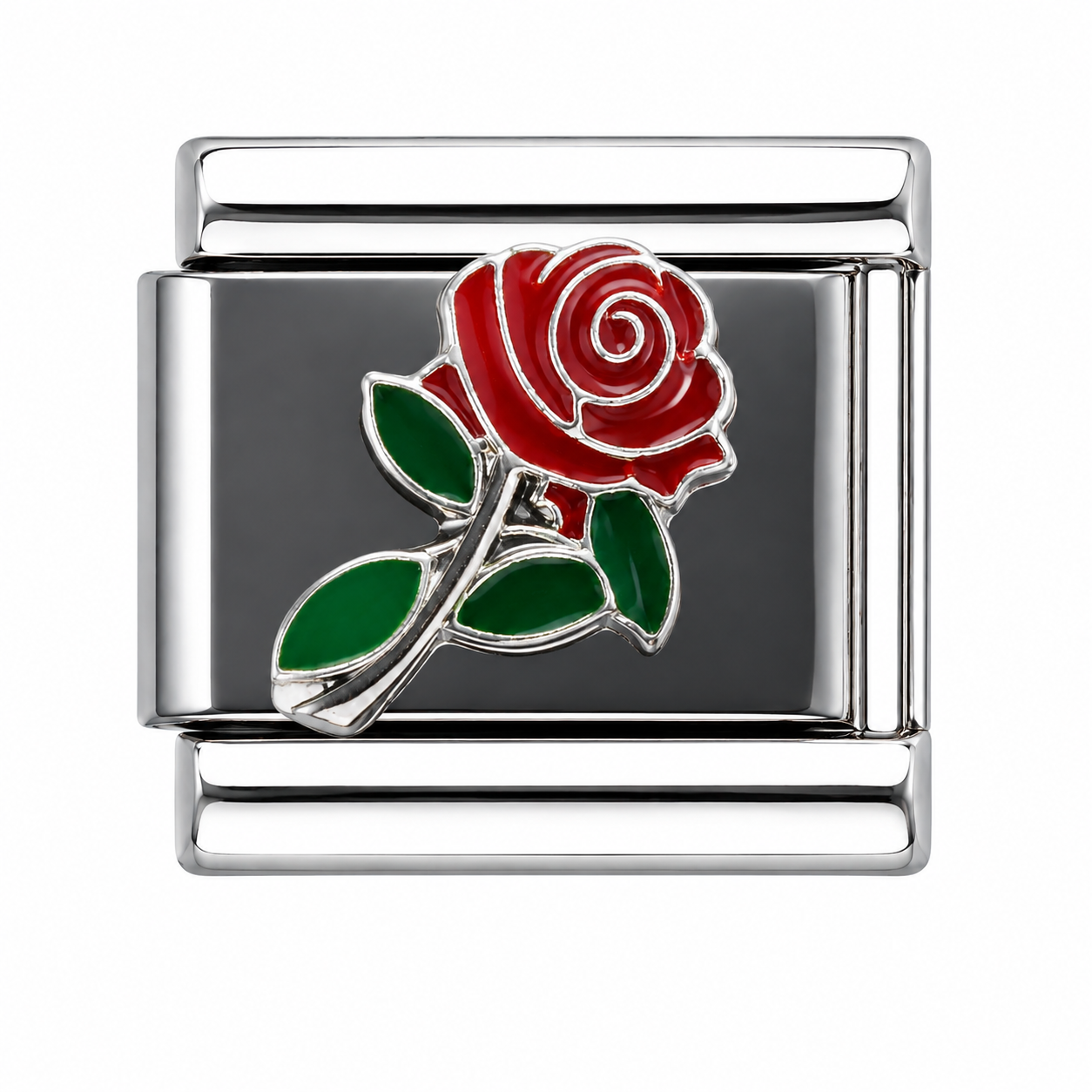 Rose Silver Italian Charm