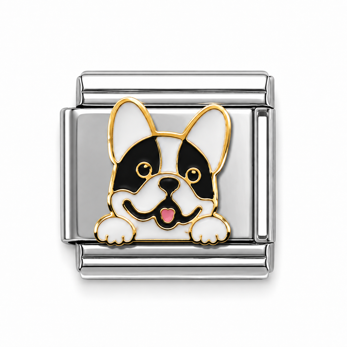 French Bulldog Two-Tone Silver Italian Charm