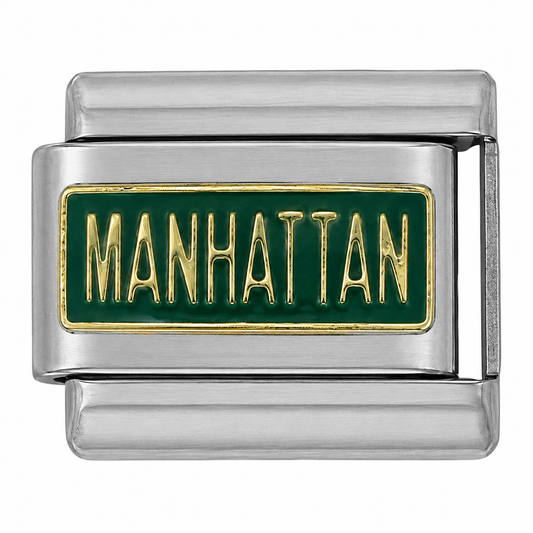 Manhattan Green Silver Italian Charm