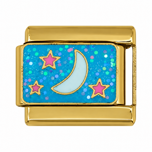 Sparkle Night Gold Italian Charm