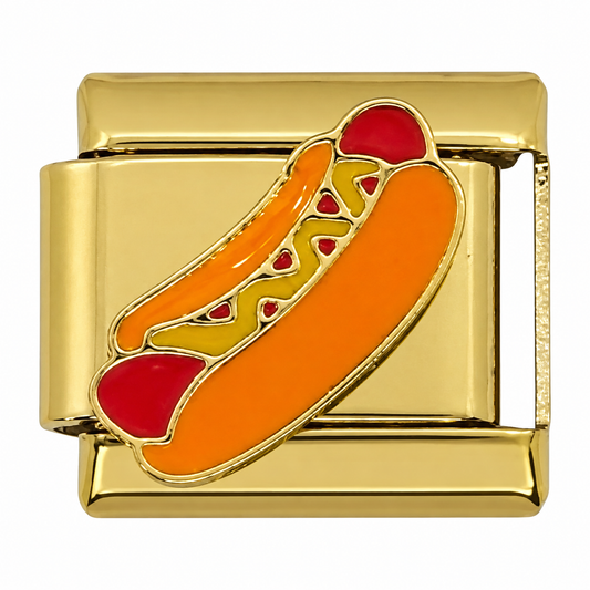 Hot Dog Gold Italian Charm