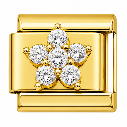 Gold Diamond Flower Italian Charm