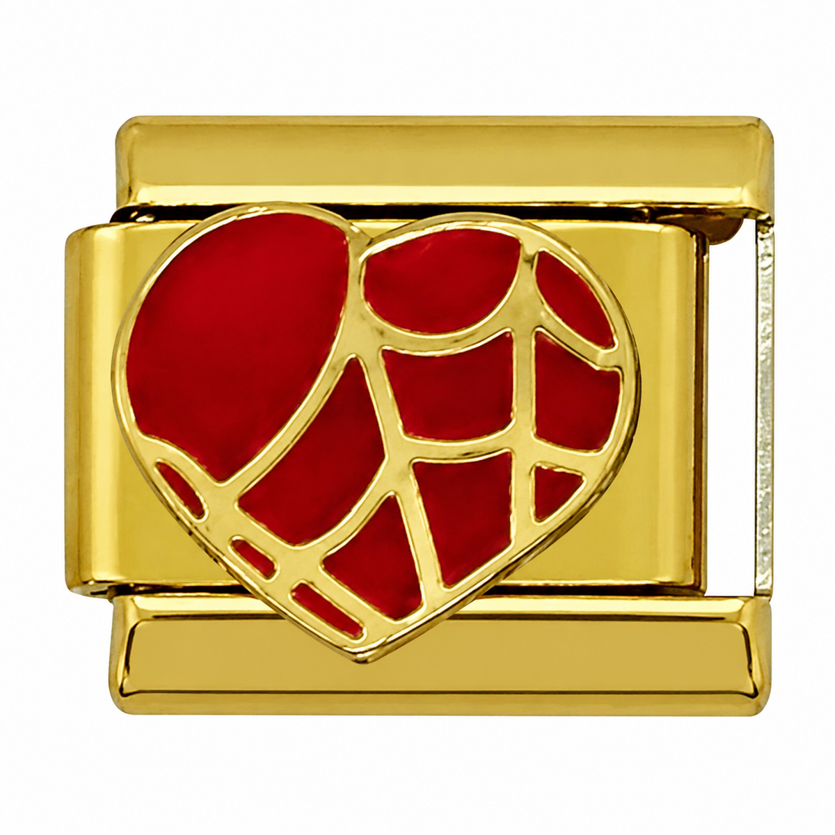 Spider Web Heart Gold Italian Charm