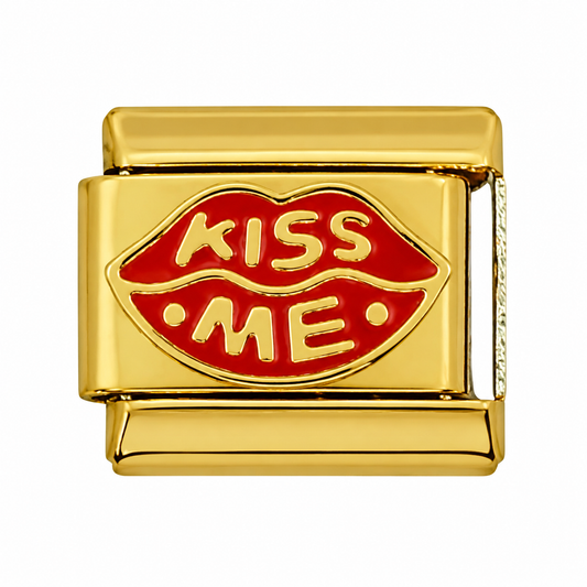 Kiss Me Gold Italian Charm