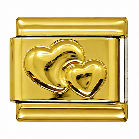 Gold Minimalist Layered Heart Italian Charm