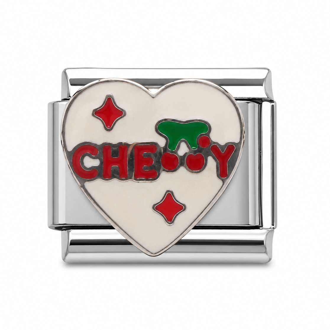 Cheerful Heart Red Silver Italian Charm