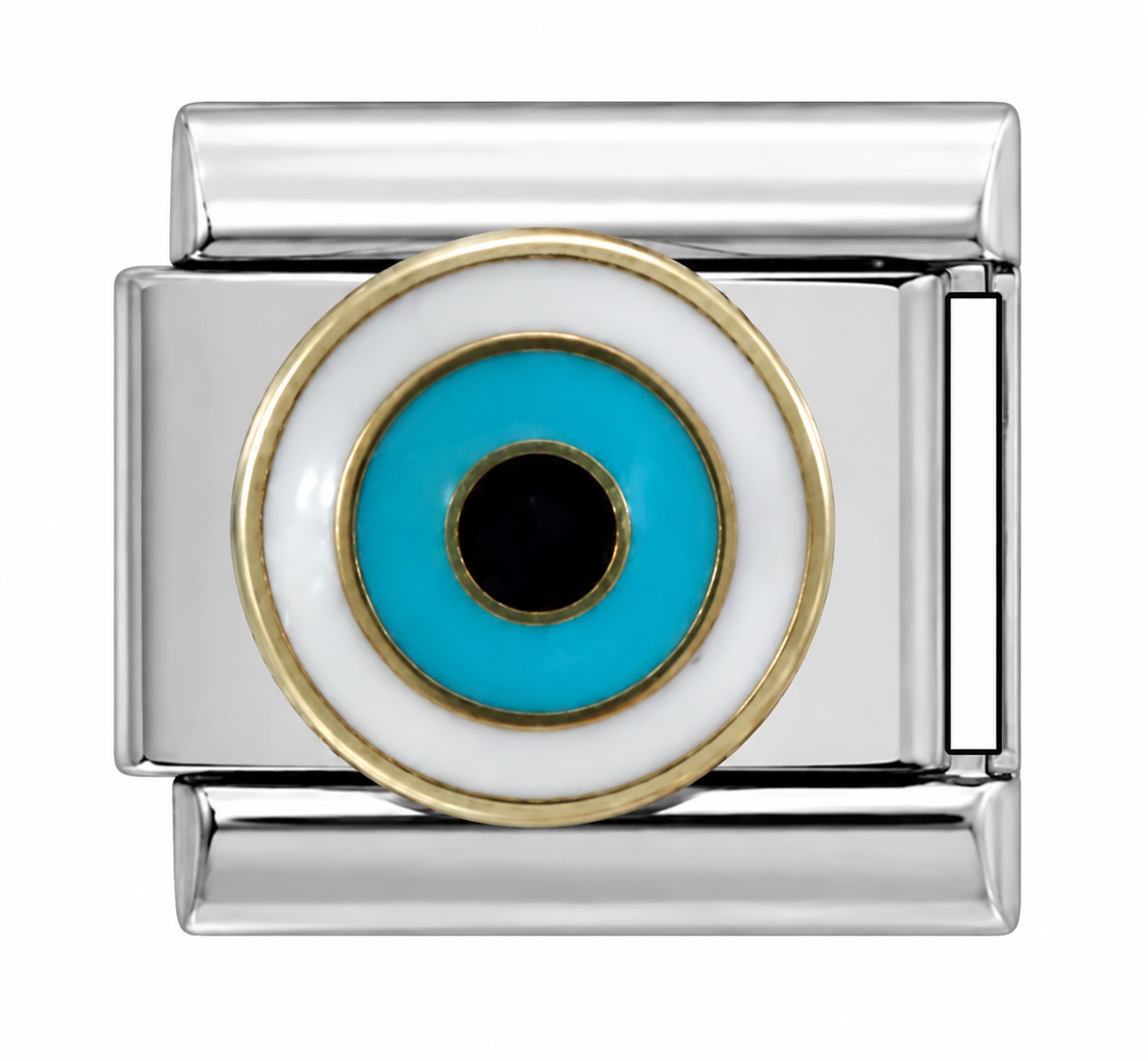 Classic Turquoise Evil Eye Two-Tone Silver Italian Charm