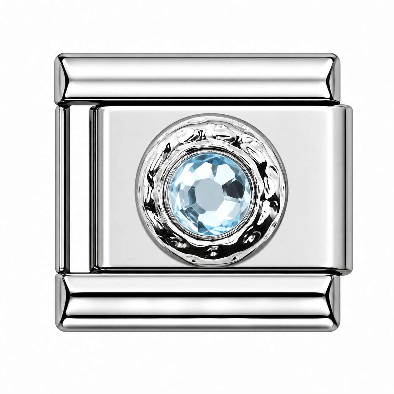 Clear Gem Silver Italian Charm