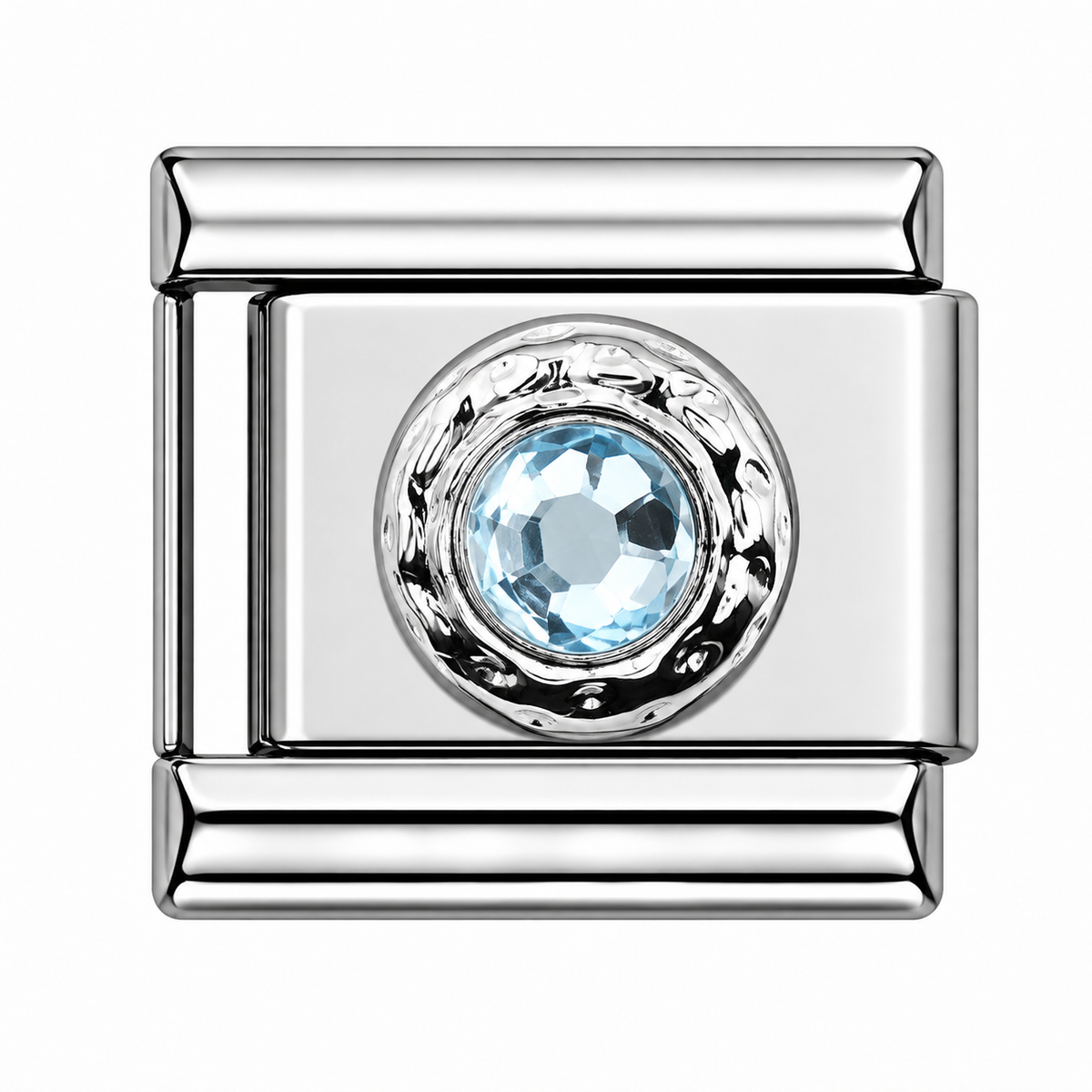 Clear Gem Silver Italian Charm