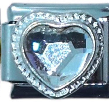 Clear Heart Gem Italian Charm