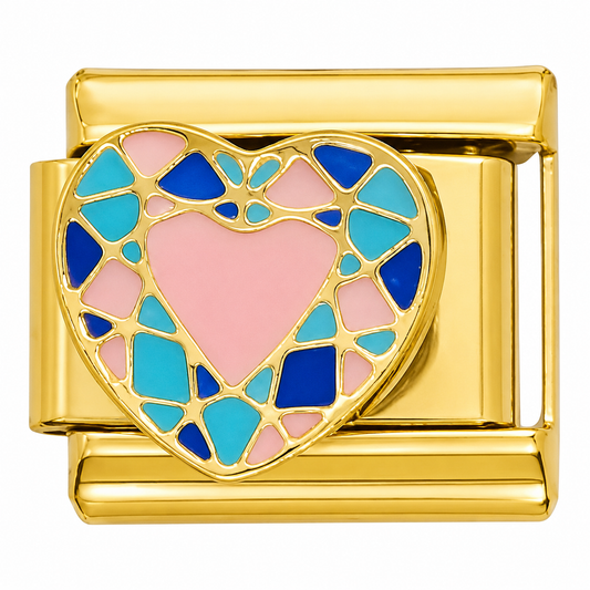 Collage Heart Gold Italian Charm