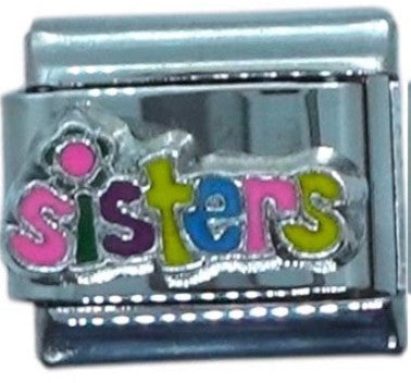 Colorful Sisters Word Italian Charm