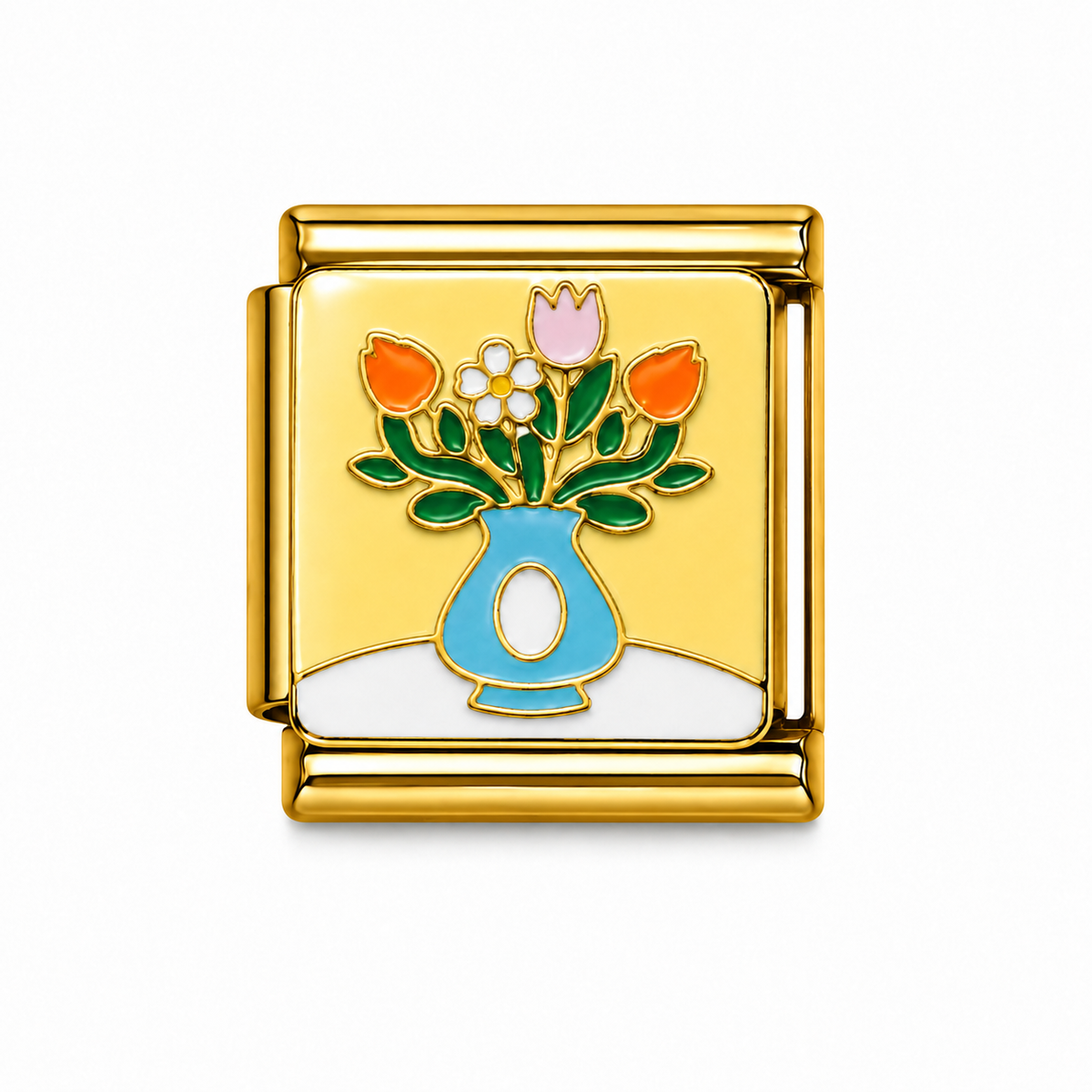 Colourful Tulip Bouquet Vase Gold Italian Charm