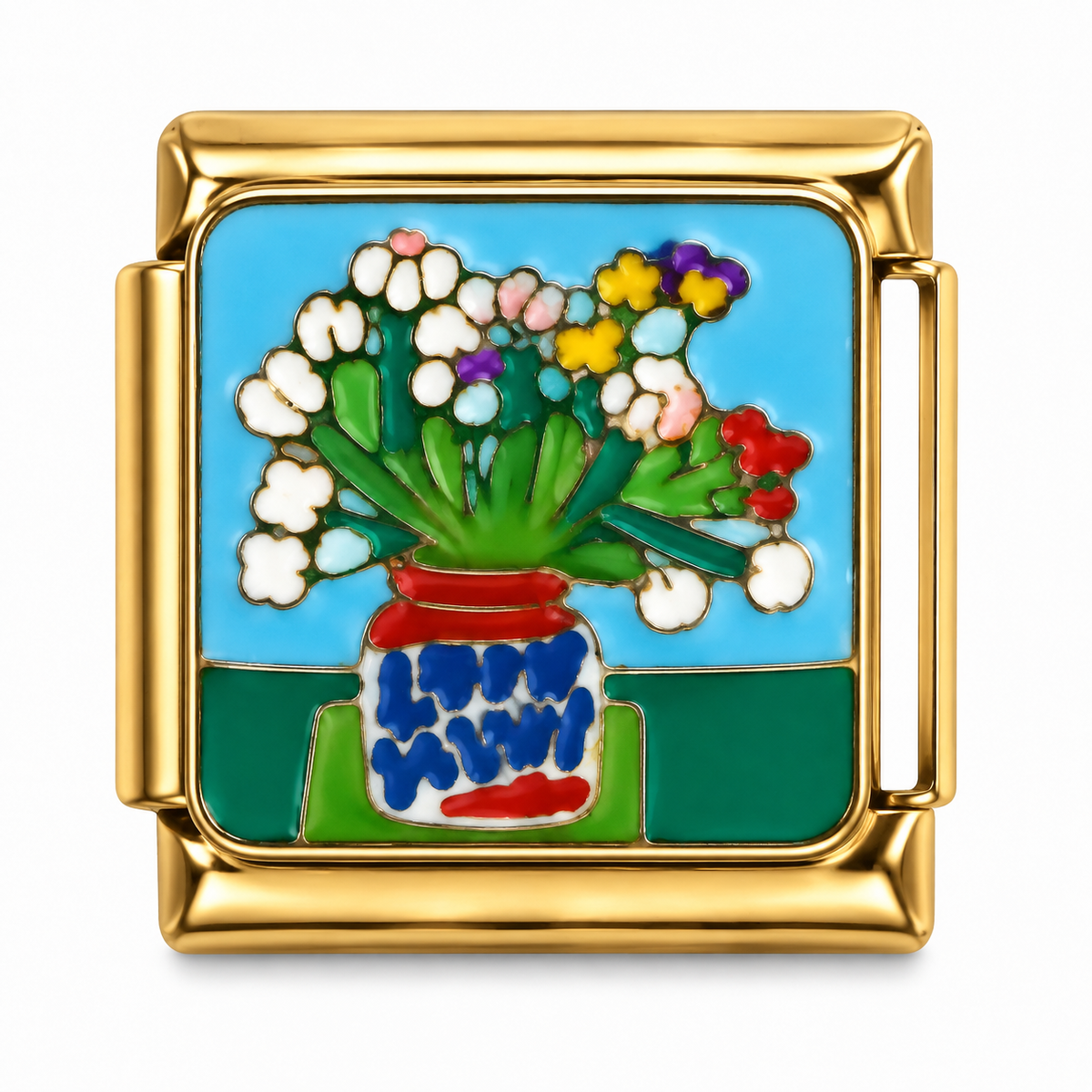 Colourful Wildflower Vase Gold Italian Charm