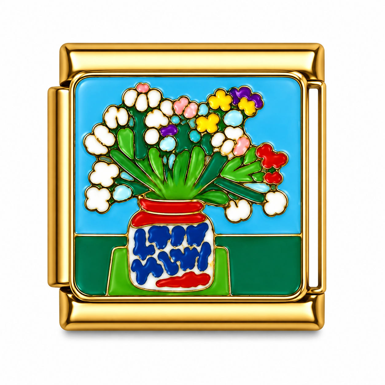 Colourful Wildflower Vase Gold Italian Charm
