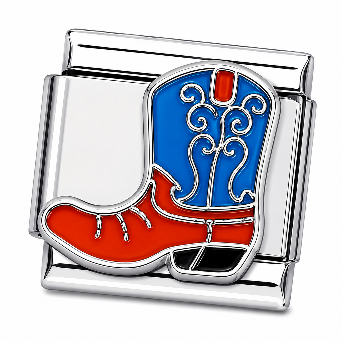 Cowboy Boot Silver Italian Charm