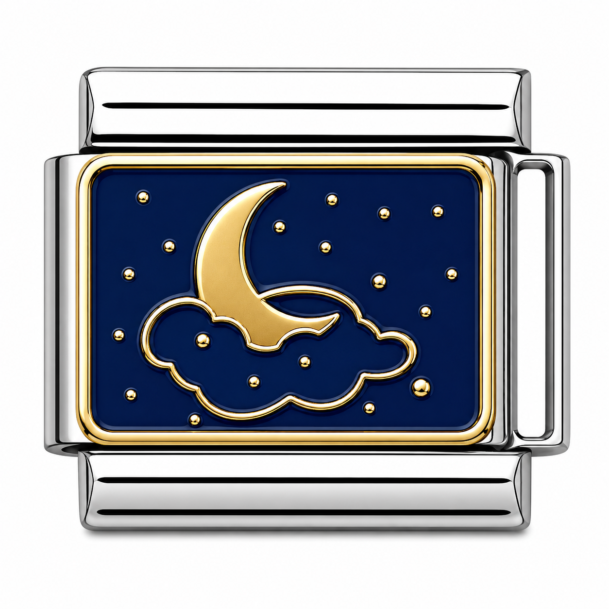 Crescent Moon and Stars Silver Italian Charm