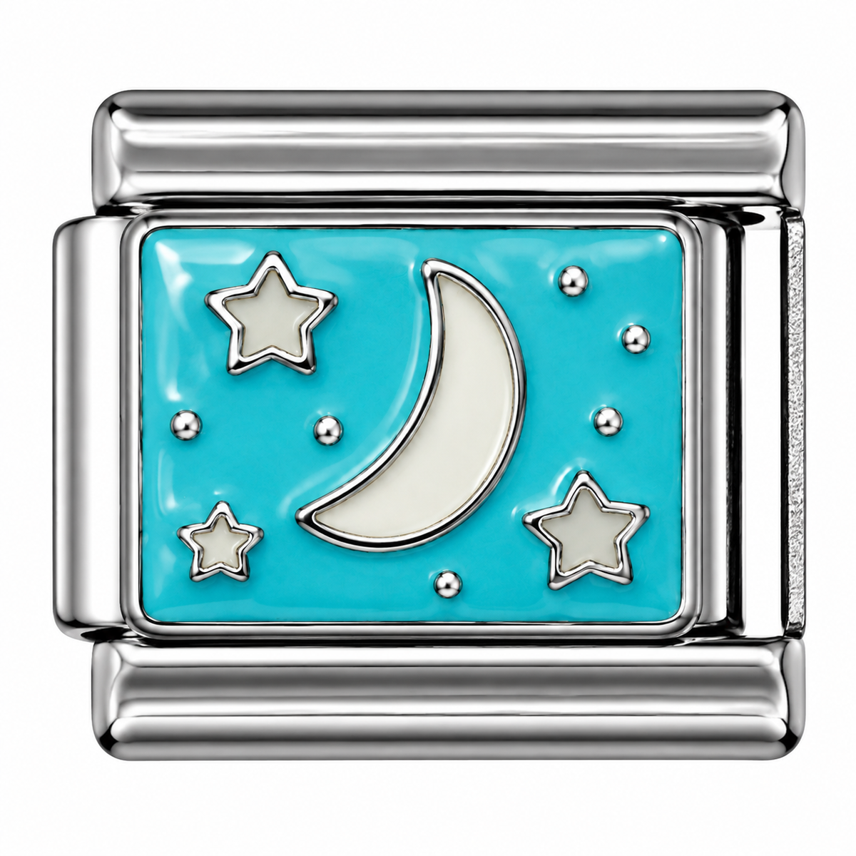 Crescent Moon and Stars Turquoise Silver Italian Charm