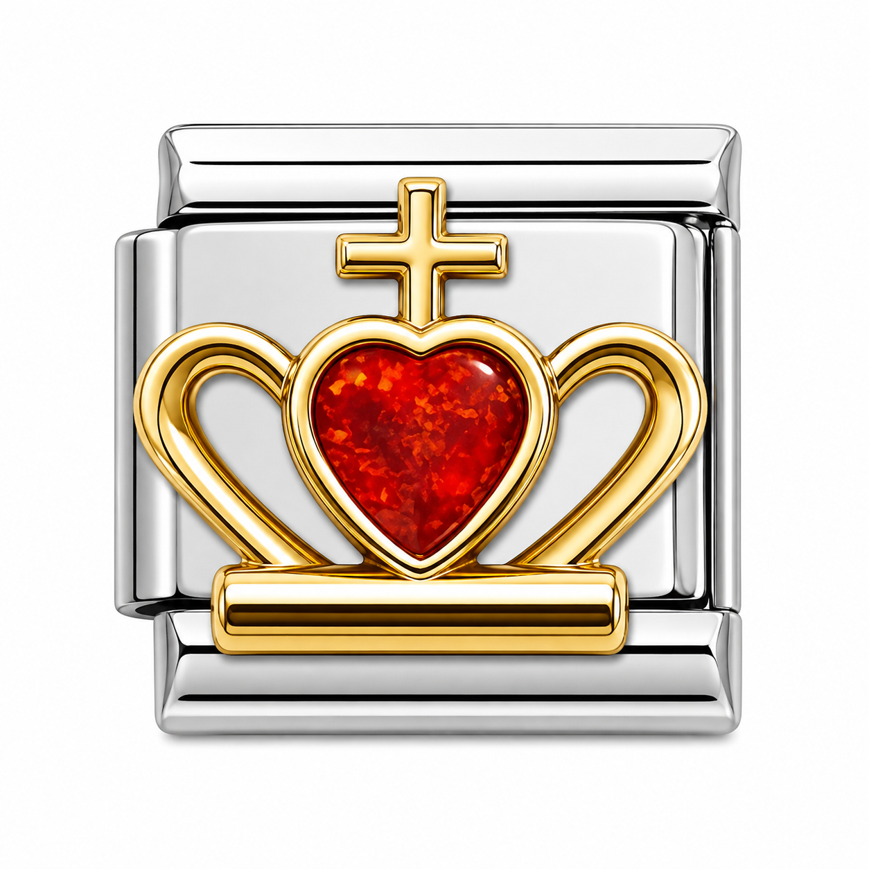Crowned Heart Silver Italian Charm