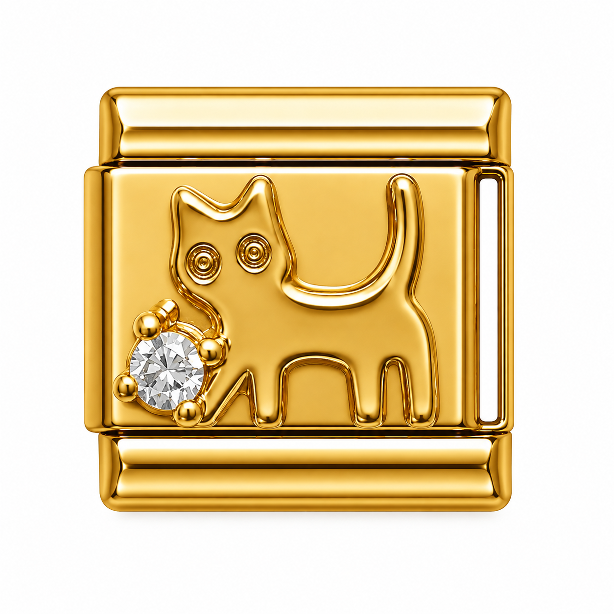 Crystal Ball Cat Gold Italian Charm