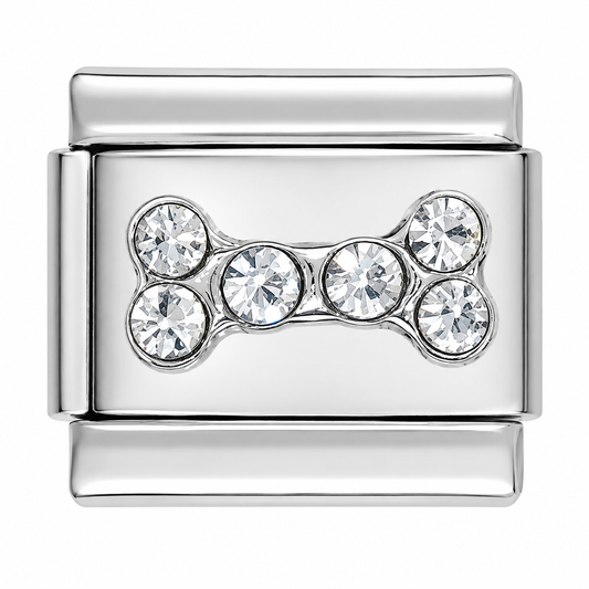 Crystal Bone Italian Charm