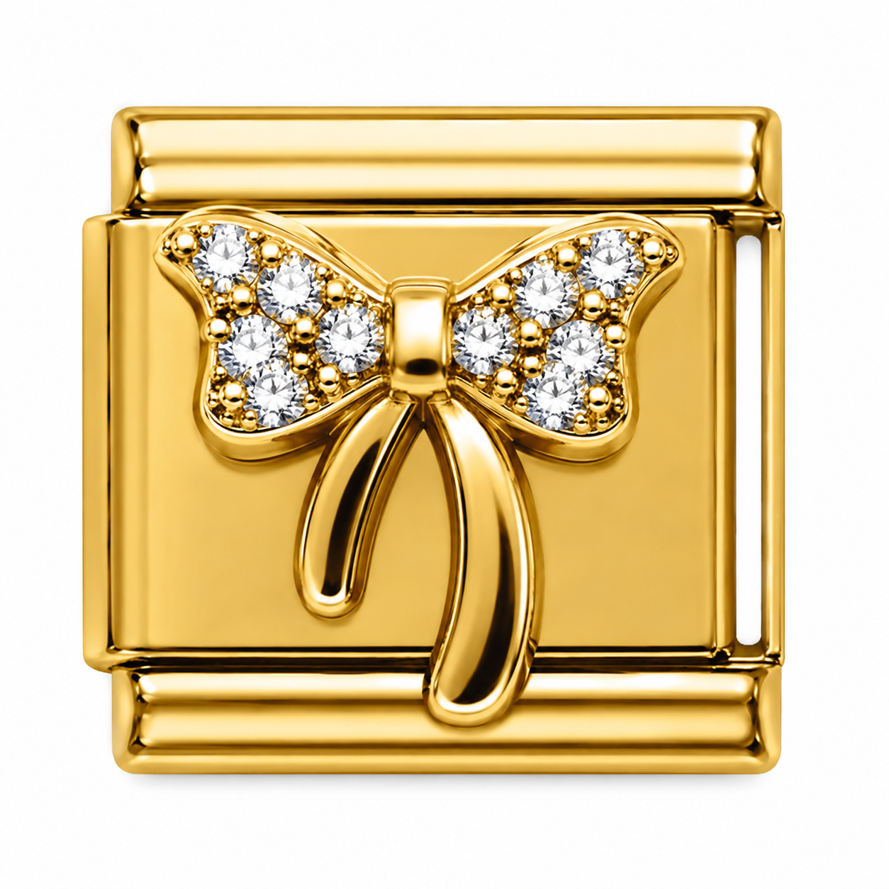 Crystal Bow Gold Italian Charm
