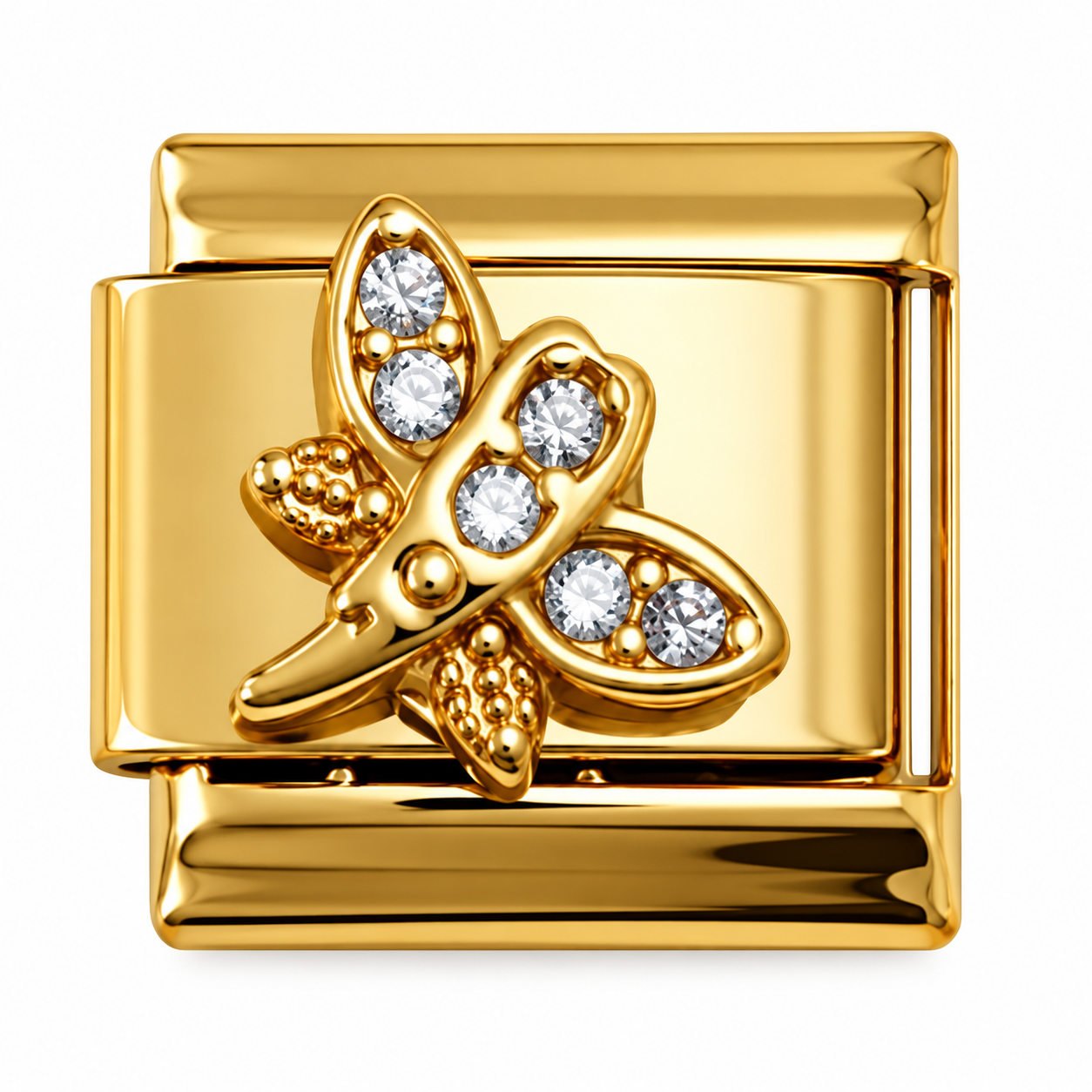 Crystal Butterfly Gold Italian Charm