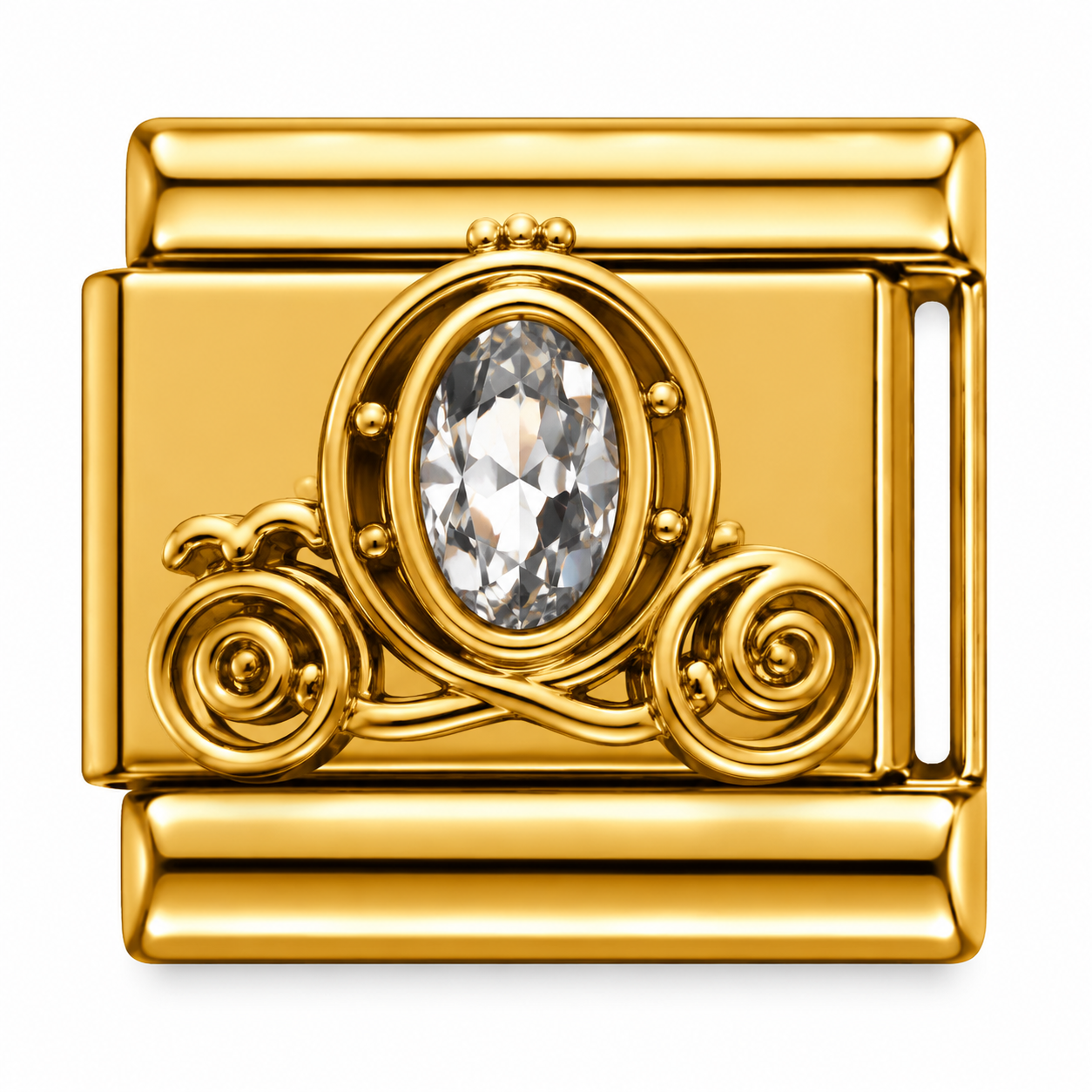 Crystal Carriage Gold Italian Charm