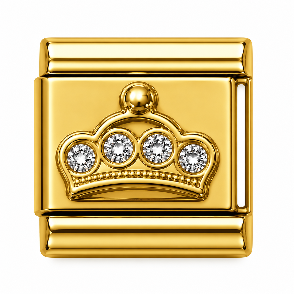 Crystal Crown Gold Italian Charm