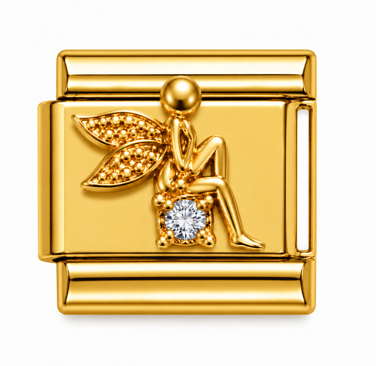 Crystal Fairy Gold Italian Charm