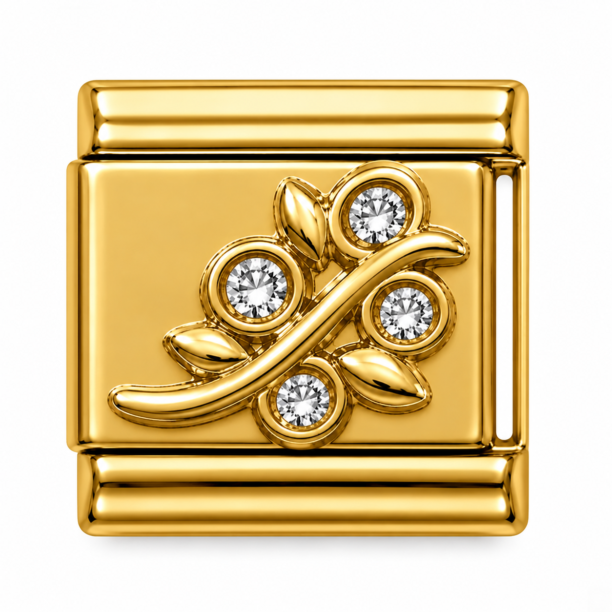 Crystal Floral Vine Gold Italian Charm