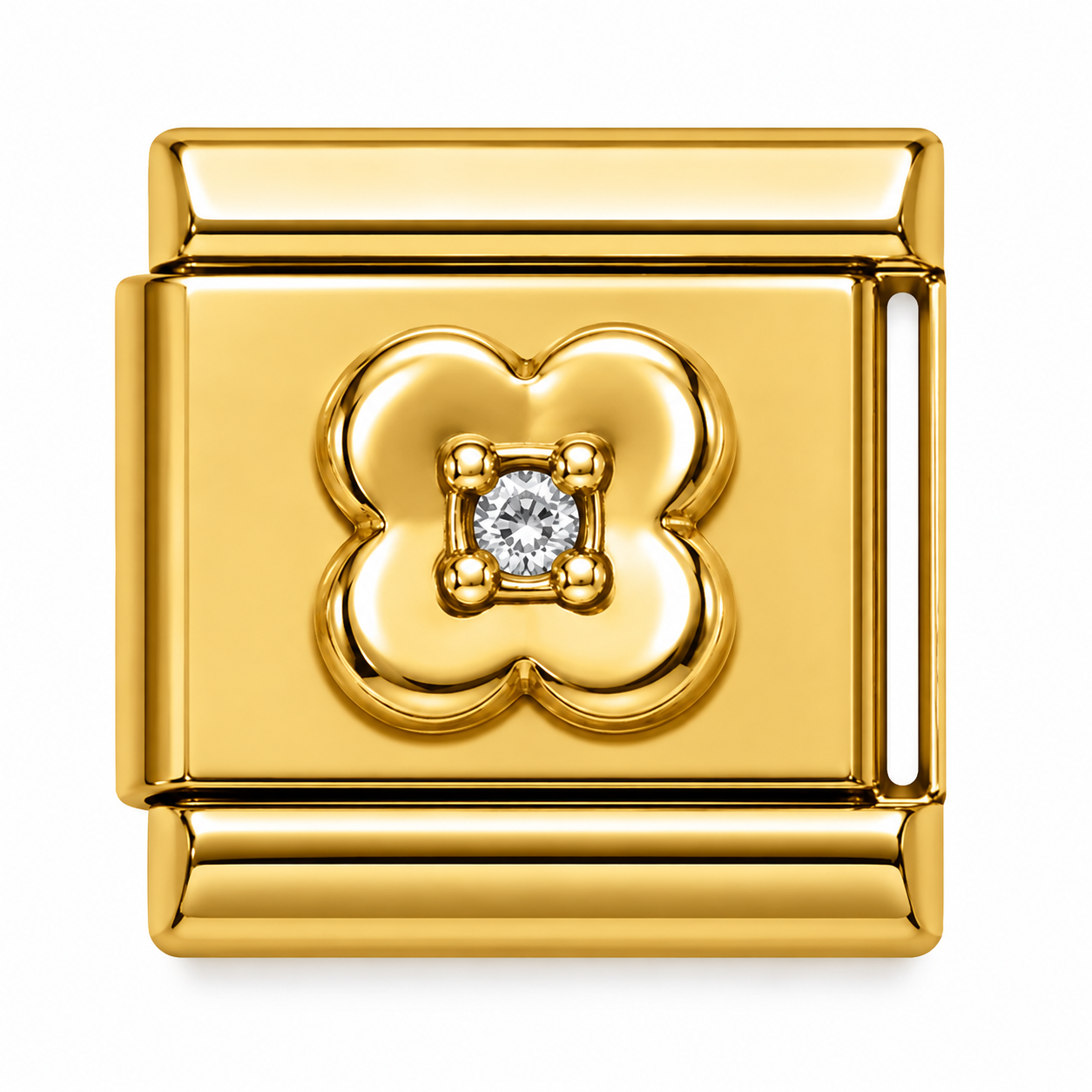 Crystal Four-Petal Flower Gold Italian Charm