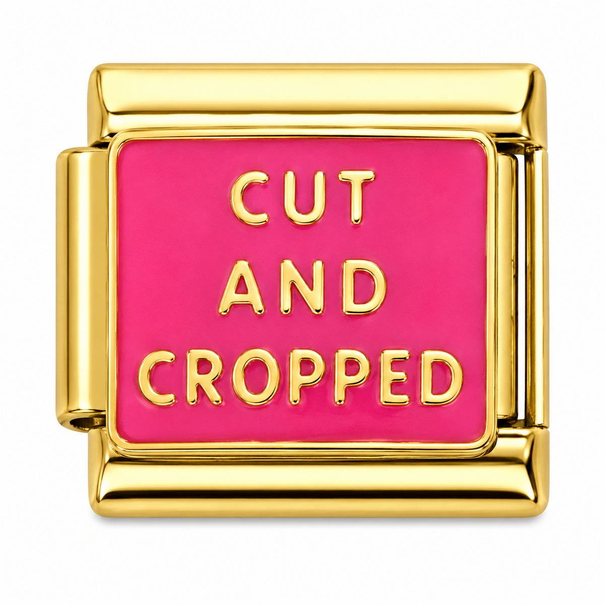Cut and Cropped Pink Gold Italian Charm