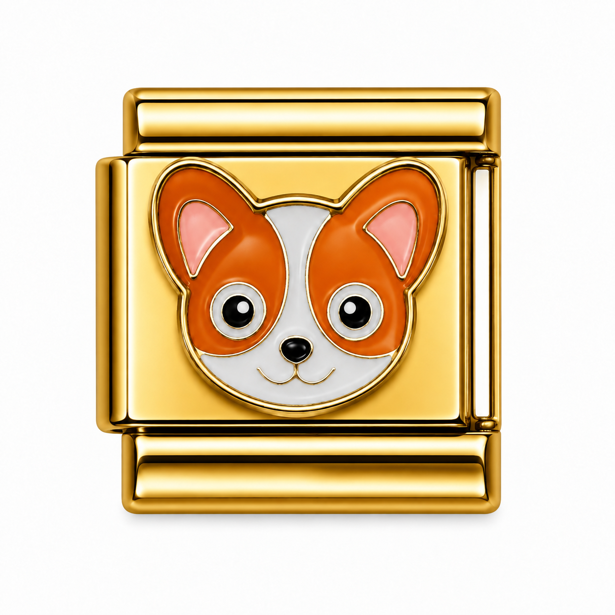 Cute Corgi Face Gold Italian Charm