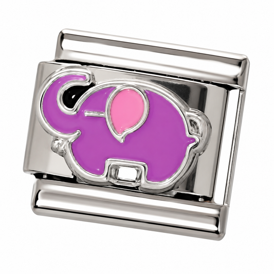 Cute Pink Elephant Gold Italian Charm