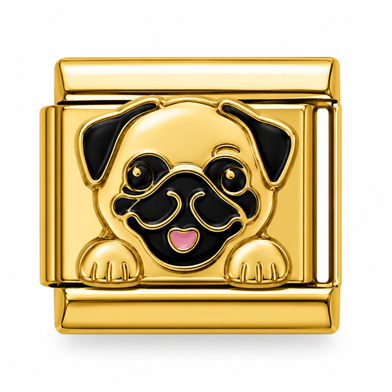Cute Pug Face Gold Italian Charm